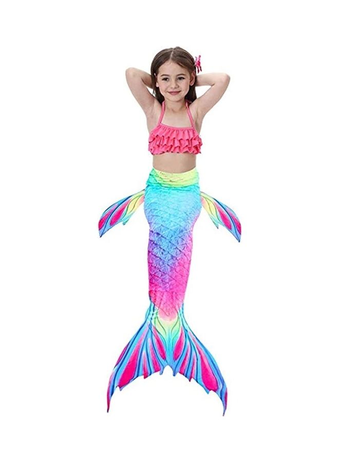 XiuWoo 4-Piece Mermaid Tail Swimming Costume Set 110cm - Image 4