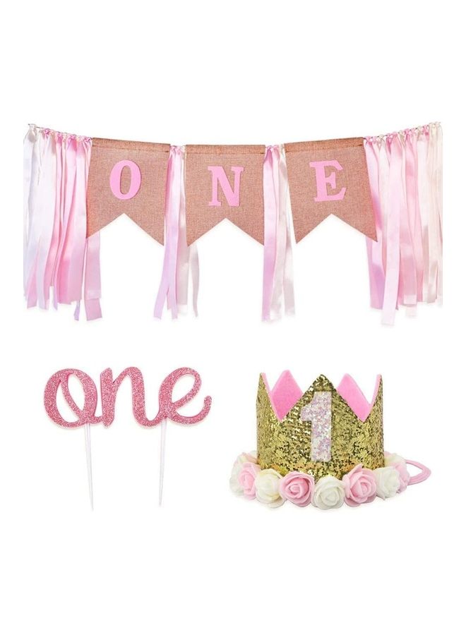 Party with Emma - 3-Piece 1st Birthday Decoration Set - Image 1