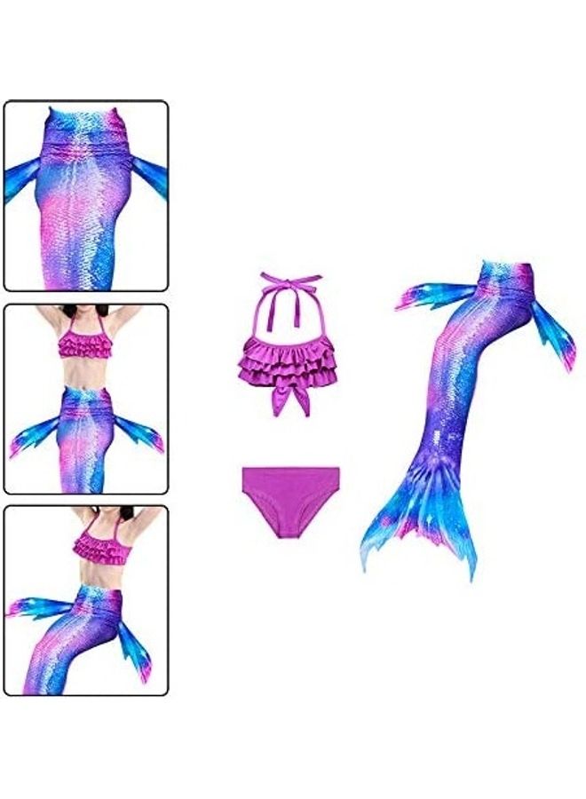 XiuWoo 3-Piece Mermaid Swimming Costume Set 130cm - Image 3