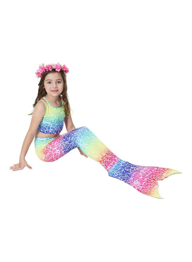 XiuWoo 3-Piece Mermaid Swimming Costume Set 140cm - Image 2