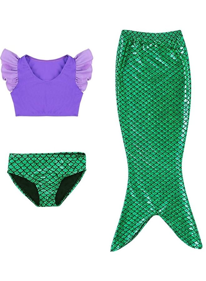 XiuWoo 3-Piece Mermaid Swimming Costume Set 110cm - Image 5