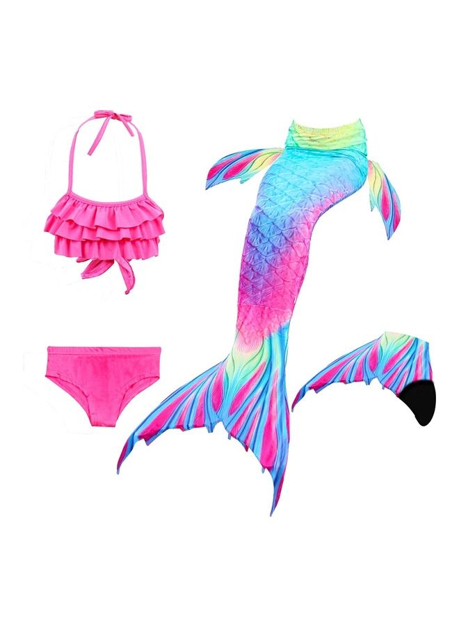 XiuWoo 4-Piece Mermaid Swimming Costume Set 140cm  - Image 1