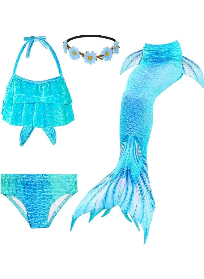 XiuWoo 4-Piece Mermaid Swimming Costume Set 130cm - Image 1
