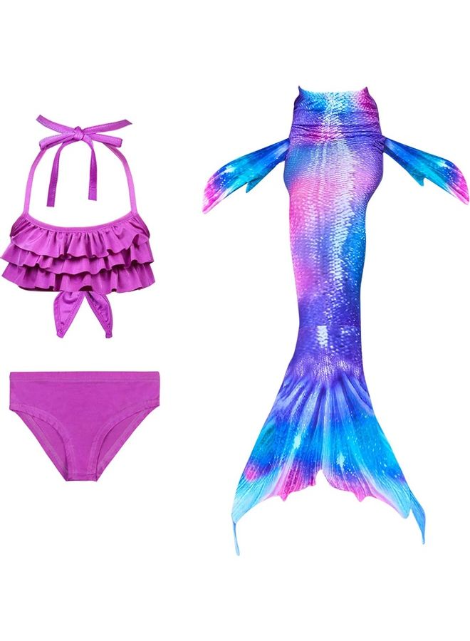 XiuWoo 3-Piece Mermaid Swimming Costume Set 100cm - Image 1