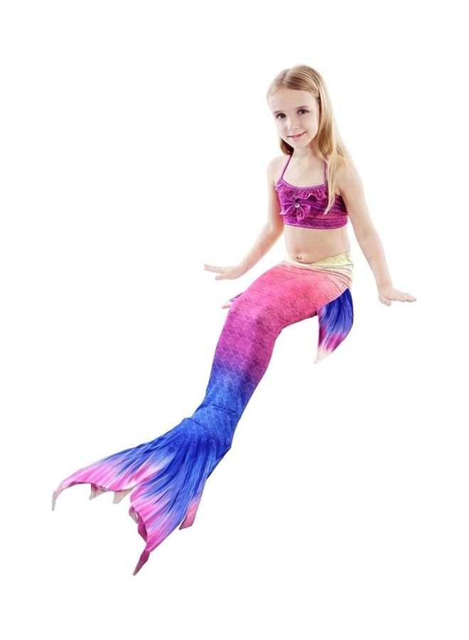 XiuWoo 3-Piece Mermaid Swimming Costume Set 130cm - Image 3