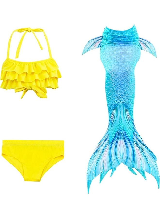 XiuWoo 3-Piece Mermaid Swimming Costume Set 140cm  - Image 1