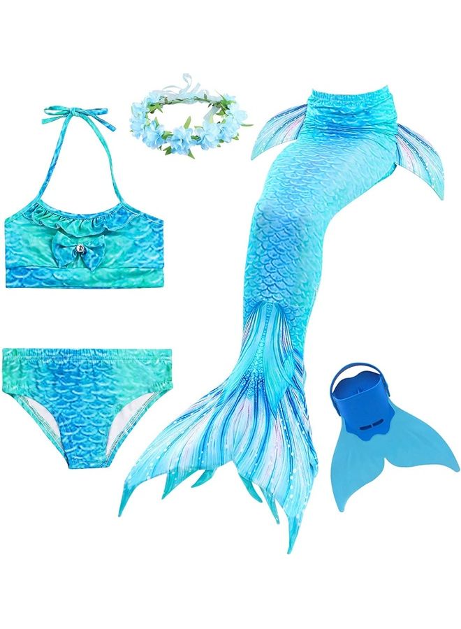 XiuWoo 5-Piece Mermaid Swimming Costume Set 140cm - Image 1