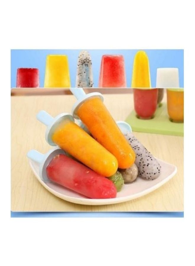 6-Piece Popsicle Mould Set With Tray Clear/Blue 17cm - Image 2