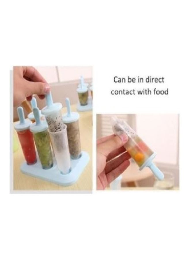 6-Piece Popsicle Mould Set With Tray Clear/Blue 17cm - Image 3