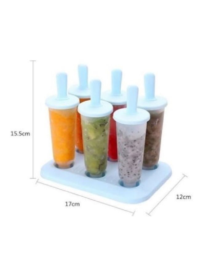 6-Piece Popsicle Mould Set With Tray Clear/Blue 17cm - Image 4