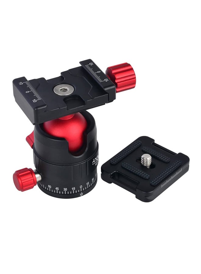 ANDOER MT-C3 Compact Size Panoramic Tripod Ball Head Adapter 360° Rotation Aluminium Alloy With Quick Release Plate Black/Red/Silver  - Image 3