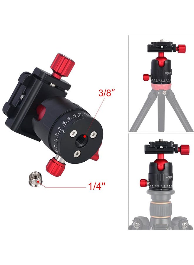 ANDOER MT-C3 Compact Size Panoramic Tripod Ball Head Adapter 360° Rotation Aluminium Alloy With Quick Release Plate Black/Red/Silver  - Image 4