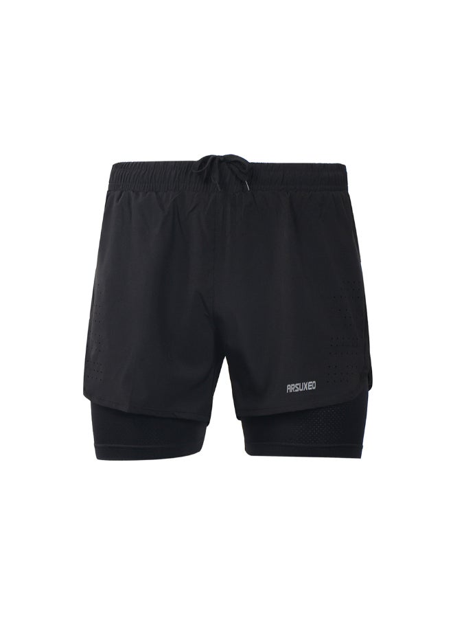 Arsuxeo s 2-in-1 Running Shorts Black  - Image 1