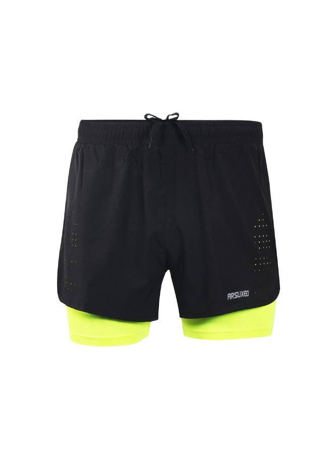 Arsuxeo s 2-in-1 Running Shorts Green  - Image 1