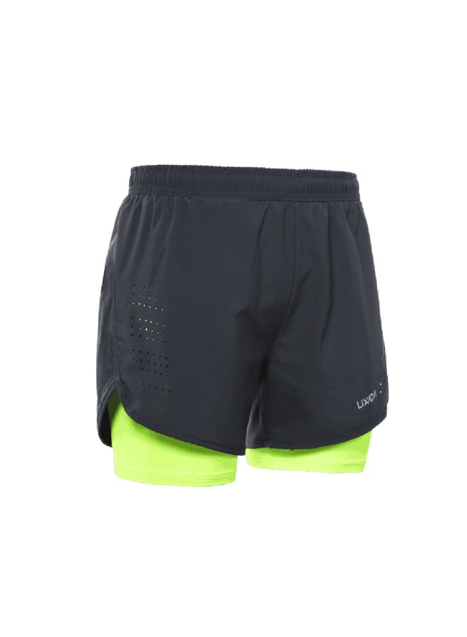 Lixada s 2-in-1 Running Shorts Dark Grey / Green  - Image 5
