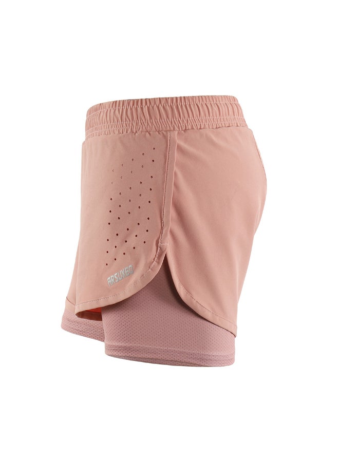 Arsuxeo s 2-in-1 Running Shorts Women Nude Pink  - Image 5