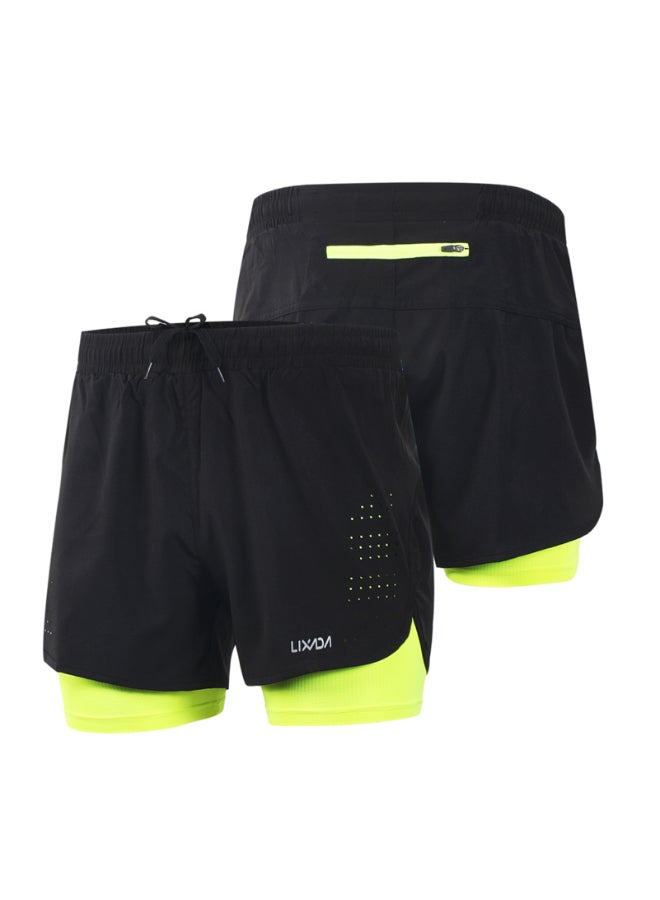 Lixadas 2-in-1 Running Shorts Green  - Image 1