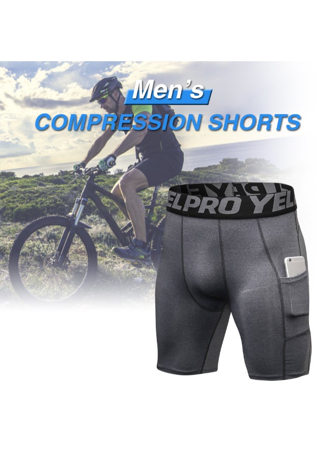 3 Pack  Compression Shorts Light Blue/Gray/Red - Image 4