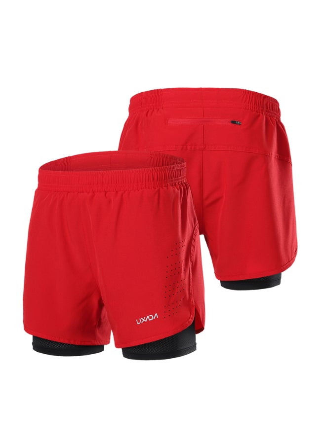 Lixadas 2-in-1 Running Shorts Red / Black - Image 1
