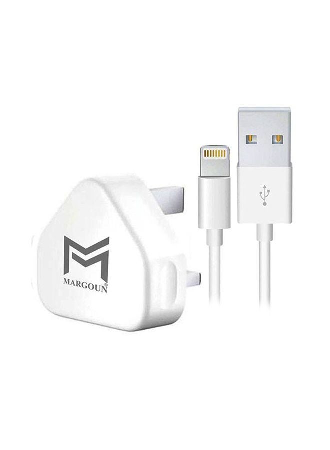 MARGOUN - Wall Charger 5W USB Power Adapter with Lightning Cable for iphone 6 Plus/6S Plus White/Silver - Image 1