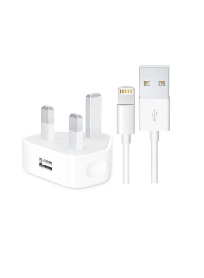 MARGOUN - Wall Charger 5W USB Power Adapter with Lightning Cable for iphone 6 Plus/6S Plus White/Silver - Image 1