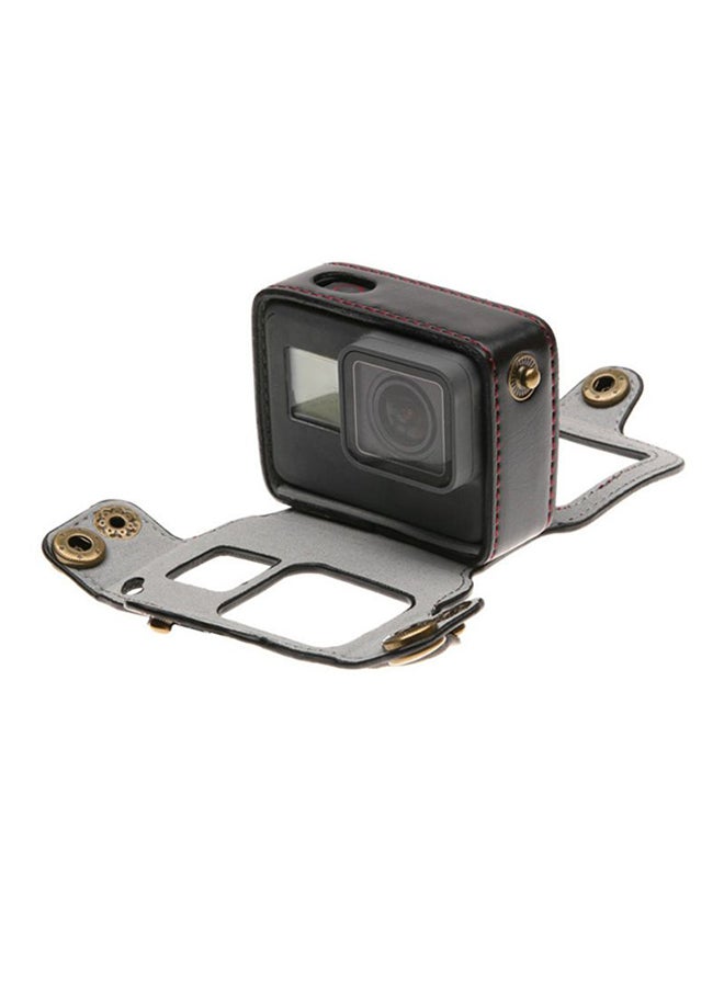 ANDOER Leather Protective Case for GoPro Hero 6/5 Action Camera Black/Gold - Image 3
