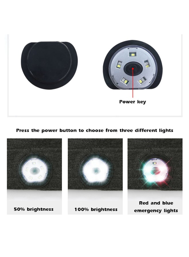 قبعة منسوجة مع إضاءة LED ونظام بلوتوث لاسلكي للموسيقى أسود - Image 5