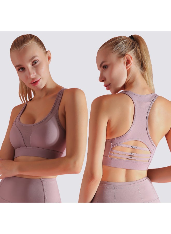 Racer Back Mesh Padded Sports Bra Light Purple  - Image 4