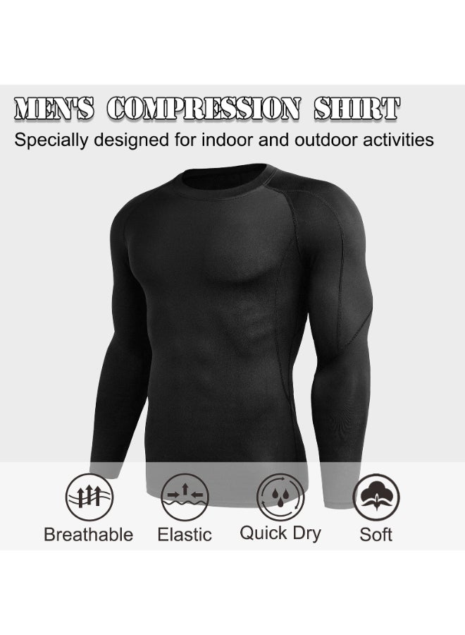 مجموعة تيشيرتات رياضية ضاغطة بأكمام طويلة من 3 قطع أسود / رمادي / أحمر - Image 4