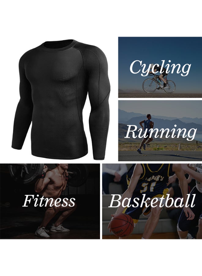 مجموعة تيشيرتات رياضية ضاغطة بأكمام طويلة من 3 قطع أسود / رمادي / أحمر - Image 5