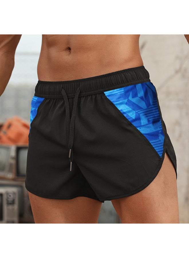 Breathable Gym Sports Activewear Shorts Black/Blue  - Image 2