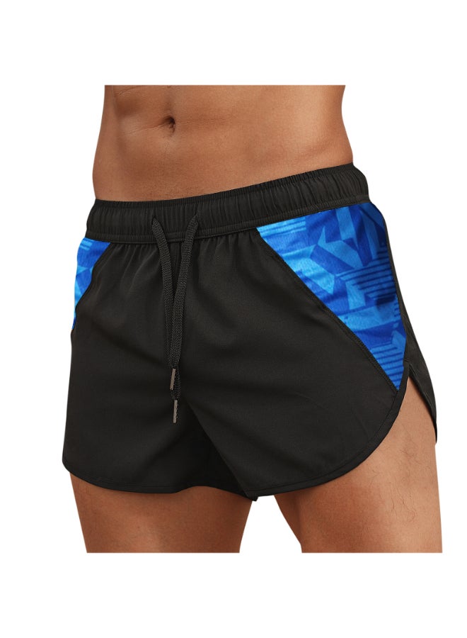 Breathable Gym Sports Activewear Shorts Black/Blue  - Image 1