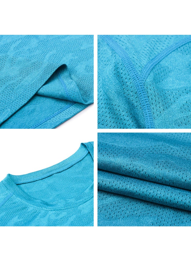 Camouflage Print Sports T-Shirt Light Blue  - Image 2