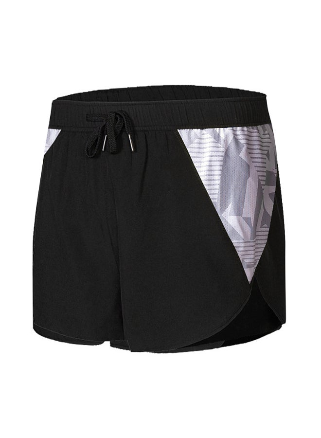 Breathable Gym Workout Activewear Shorts Black/White  - Image 1