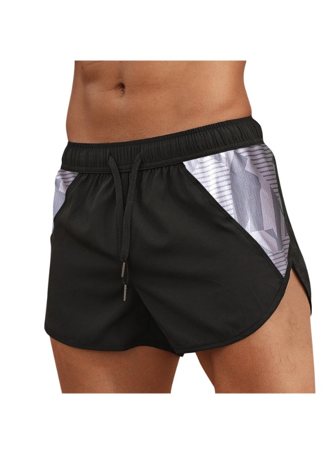 Breathable Gym Workout Activewear Shorts Black/White  - Image 2