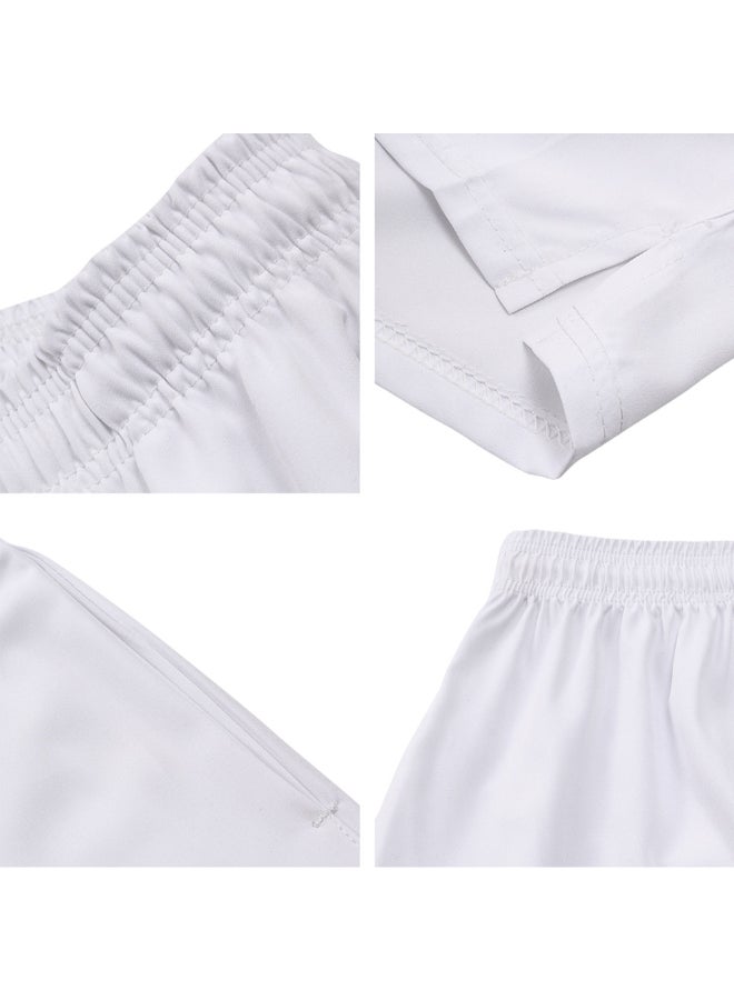 شورت رياضي جيد التهوية للتمرينات وصالات الألعاب الرياضية أبيض - Image 3