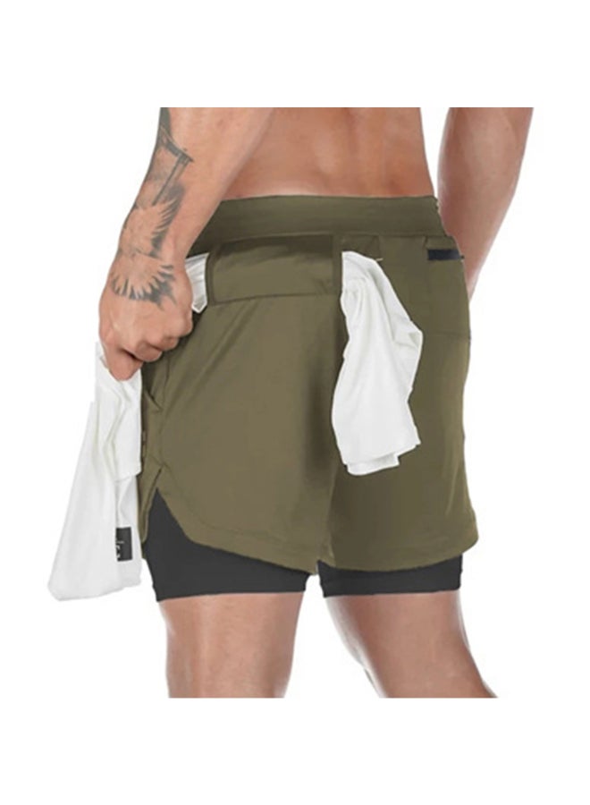 شورت رياضي جيد التهوية للتمرين اللون الأخضر العسكري - Image 3