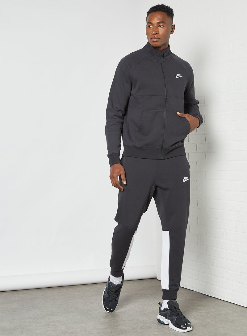 Nike - Front Zip Closure Tracksuit Set Black/Black/White/White - Image 1