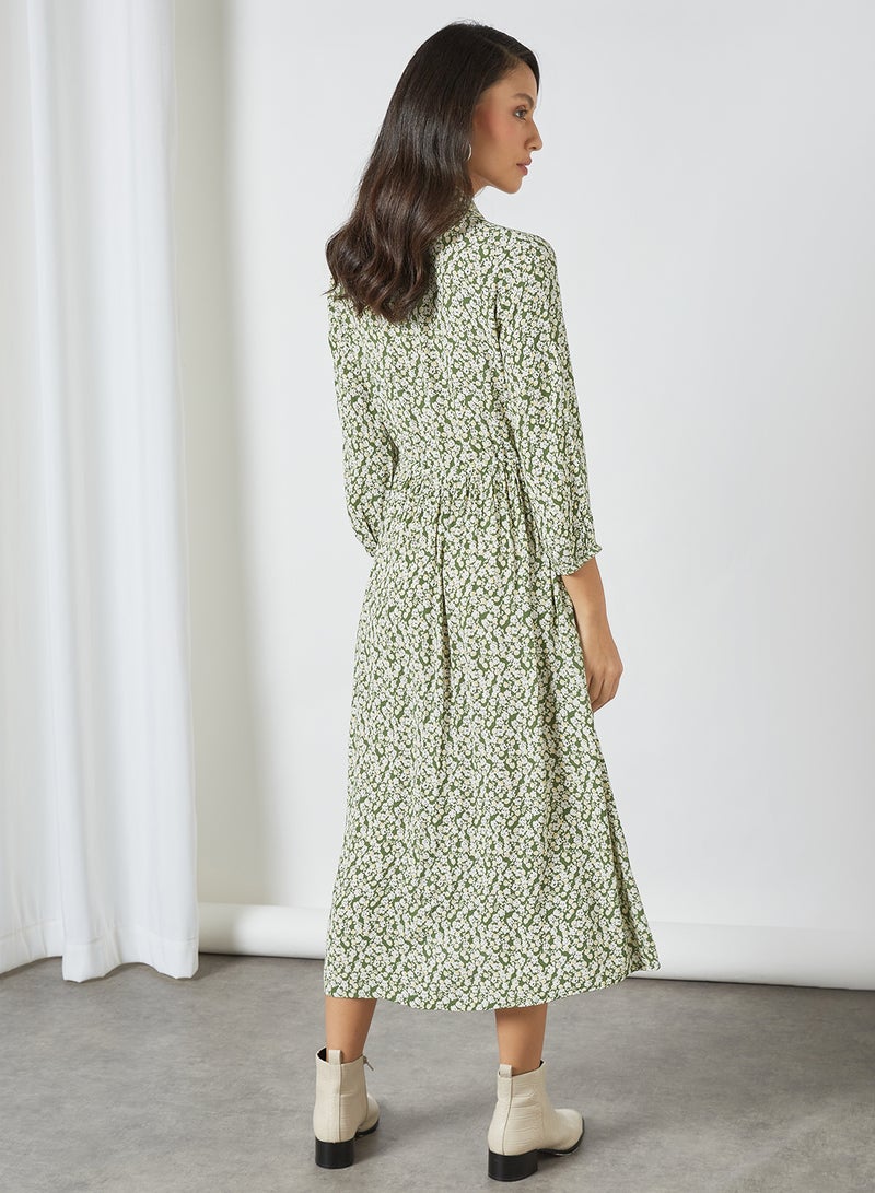 PIECES Floral Print Dress Garden Green  - Image 2