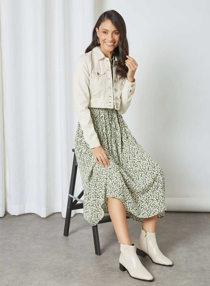 PIECES Floral Print Dress Garden Green  - Image 4
