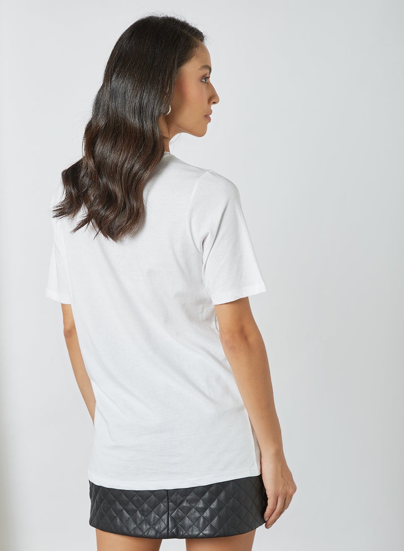 PIECES - Graphic Printed T-Shirt Bright White Print:Friendship - Image 1