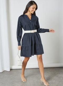 Y.A.S Popelin Puffed Sleeve Dress Sky Captain  - Image 2