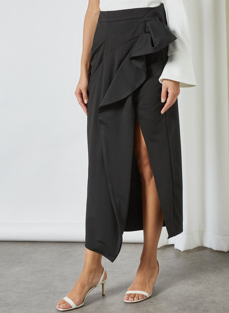 Femi9 Asymmetrical Ruffled Skirt Black - Image 1