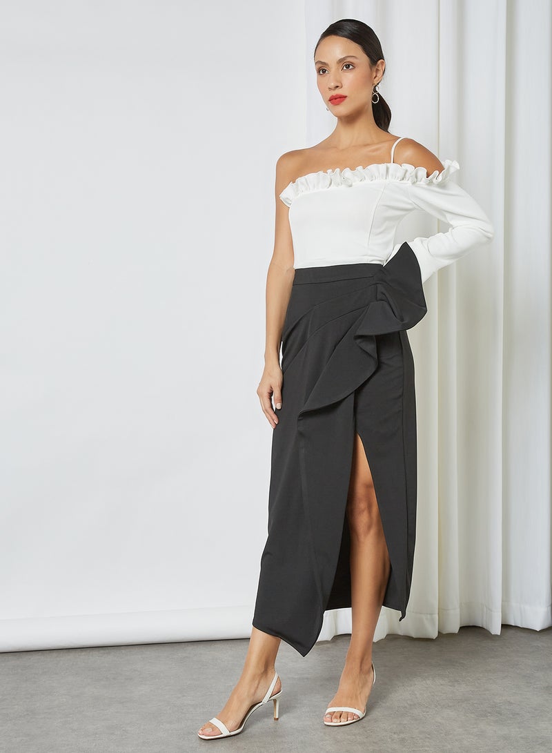 Femi9 Asymmetrical Ruffled Skirt Black - Image 4