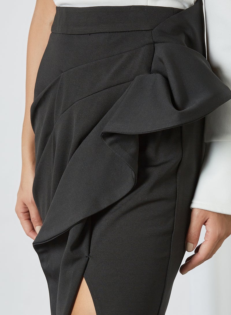 Femi9 Asymmetrical Ruffled Skirt Black - Image 3
