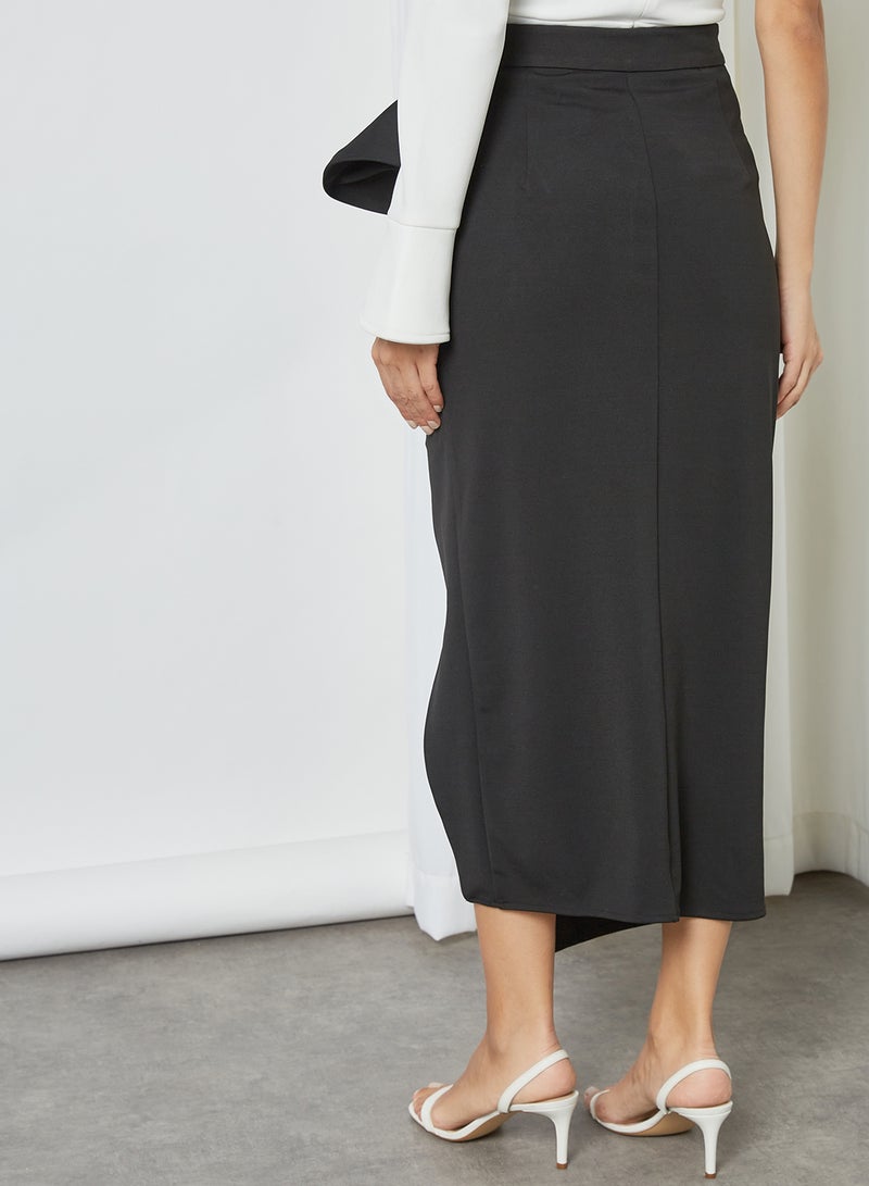 Femi9 Asymmetrical Ruffled Skirt Black - Image 2