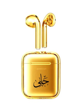 Bluetooth Earbud For iOS And Android Gold Printed Name - Hala Gold/Black - v1617359629/N39206530A_1