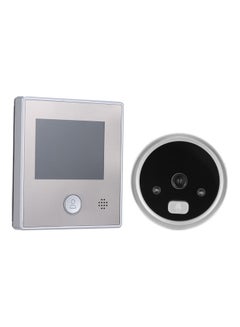 جرس باب بشاشة LCD مع كاميرا العين السحرية للباب أسود/ فضي