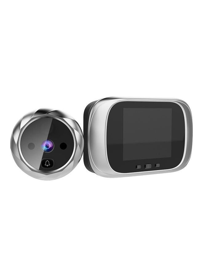 Digital Doorbell With Peephole Camera Silver/Black - Image 1