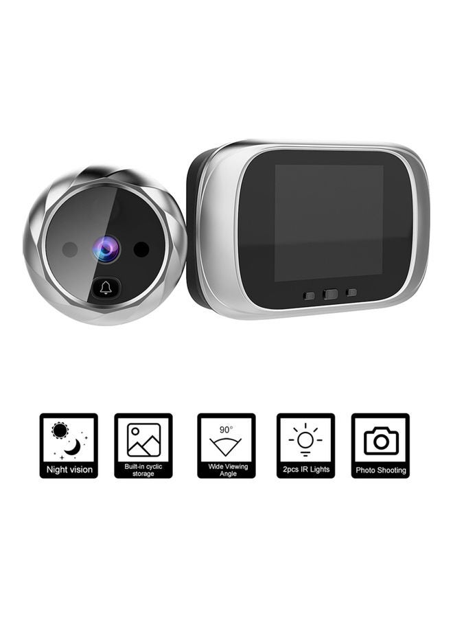Digital Doorbell With Peephole Camera Silver/Black - Image 4